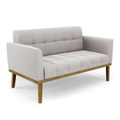 Sofá Namoradeira 2 Lugares De Madeira Castanho Elisa Veludo Cinza D03 