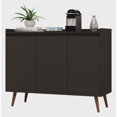 Buffet Aparador Retrô Delux 3 Portas Preto - MoveisAqui