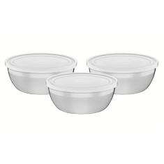 Jogo De Potes Freezinox Em Aço Inox Com Tampa Plástica