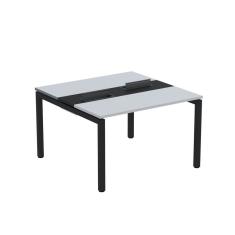 Mesa Plataforma Dupla Com Pé De Aço Para Coworking 120x120 Pdc12-12-2p Cinza-preto