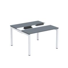 Mesa Plataforma Dupla Com Pé De Aço Para Coworking 120x120 Pdc12-12-2p Grafito-branco