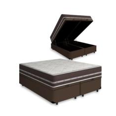 Cama Box Com Baú Queen + Colchão De Molas - Anjos - Classic Superlastic 158cm