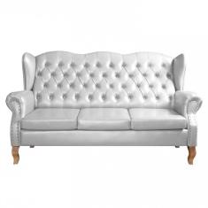 Sofá Imperador Chesterfield 3 Lugares Capitonê Retrô Vintage Branco