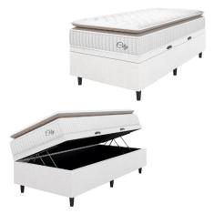 Cama Box Baú Colchão Solteiro Molas Ensacadas City Pillow Top 88x188x6