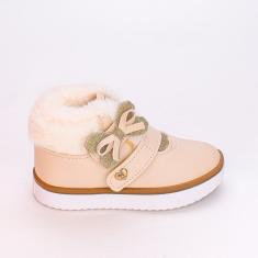 Tênis Infantil Cano Médio Kidy Happy Com Pelinho Marfim