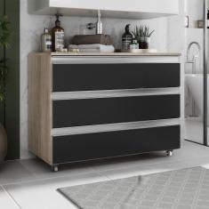 Gabinete Banheiro Joia 80cm com 3 Gavetas e Rodinha - - MOVEIS JOIA