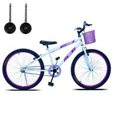 Bicicleta Infantil Aro 24 Com Cestinha e Rodinhas Sem Marcha-Feminino