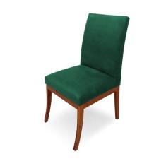 Cadeira Raquel Para Sala De Jantar Base De Eucalipto Suede Verde Bande
