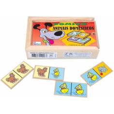 Brinquedo Educativo Domino De Animais Madeira Simque