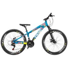 Bicicleta Aro 26 Viking Tuff X 25 Freeride Freio a Disco 21 Marchas Grupo Shimano Tourney Suspensão Dianteira