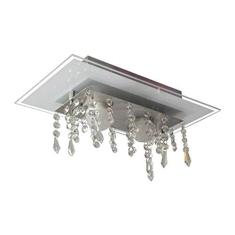 Plafon de vidro com cristal para 02 lâmpadas - Aceita Lâmpadas de Led - Branco