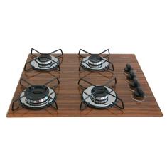 Fogão Cooktop Classic 4 Bocas Ultra Chama Amadeirado Escuro