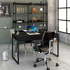 Mesa para Escritório 135cm 2 Gavetas Kuadra Compace Preto Onix