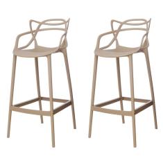 Kit 2 Banquetas Allegra Nude Polipropileno Cozinha Bistrô