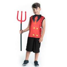 Fantasia Halloween Diabo Infantil Macacão Curto c/ Tridente - Precinho