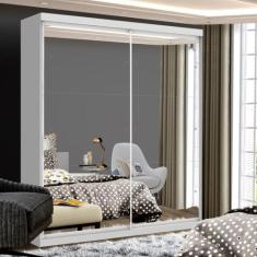 Guarda Roupa Solteiro Premium Mia 138cm com Espelho 2 Portas 2 Gavetas