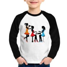 Camiseta Raglan Infantil Salão de Beleza Cabeleireira e Manicure Manga