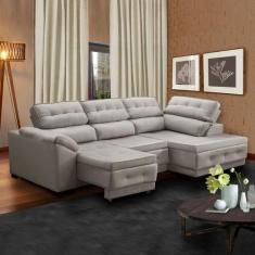 Sofá Retrátil Reclinável de Canto Chaise 250 x 150 Cm Luiza Suede - Só