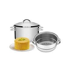 Cuscuzeira Fundo Triplo com Alças, Tramontina, Solar 65500300, Inox, 16 cm