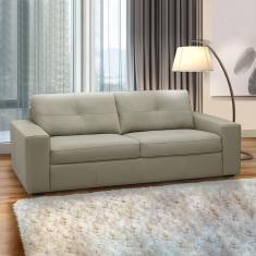 Sofá Decorativo Mendes 2 Lugares Sala De Estar 150cm Pés Em Madeira Couro Bege G88 - Gran Belo