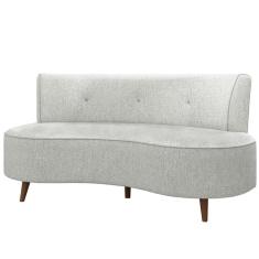 Sofá Chaise Living 2 Lugares 135cm Para Sala Istambul K01 Linho Cinza - Lyam Decor
