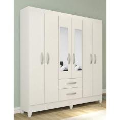 Guarda Roupa Casal com Espelho 6 Portas 2 Gavetas Real Light Atualle Móveis