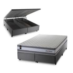 Conjunto Box Baú Alpine Cinza 193x203x72 c/ Molas Ensacadas - King Hou