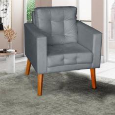 Sofá/poltrona/cadeira Decorativa Glamour Dubai Com Pés Em Madeira Cinz