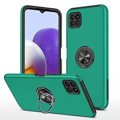 SORAKA Capa para Samsung Galaxy A22 5G com suporte de anel invisível e placa de metal para montagem magnética em carro Capa rígida para PC Capa Samsung Galaxy A22 5G Capa