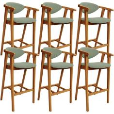 Kit 06 Banquetas Alta Para Cozinha Bancada Bar Sala De Jantar Fixa Cec