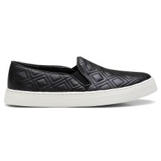 Tênis Casual Slip On Couro Feminino Solado Flatform Flexível-Feminino