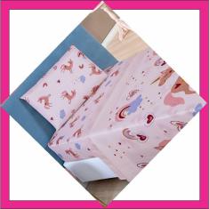 Jogo de Cama Lençol Kids Solteiro Unicórnio 3 Peças