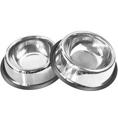 Tigela para cães Mlife de aço inoxidável com base de borracha para cães pequenos/médios/grandes, tigela para alimentador de animais e tigela de água, escolha perfeita (conjunto com 2)