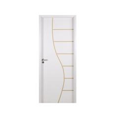 Kit Porta de Madeira Decorada 215x94cm com Batente de MDF Ultra 16cm Cantareira MGM Branco