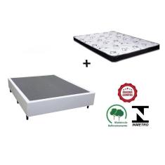 Cama Box Casal Branco + Colchão Espuma D28 138x188x12