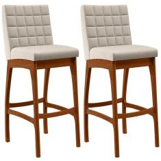 Kit 02 Banquetas Altas Mila Linho Cru