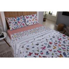 Jogo De Cama Queen Lençol 4 Peças Percal Estampado 200 Fios - Bela Cas