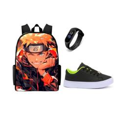 Conjunto Masculino Escolar Volta As Aulas Mochila mais tenis e Relogio