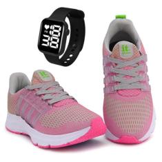 Tênis Feminino Esportivo Caminhada + Relógio Digital - It Save, 38, Pi