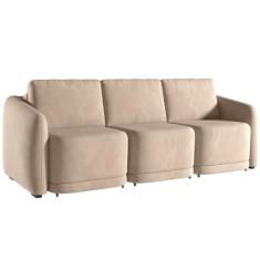 Sofá Cama para Sala de Estar 3 Lugares 246cm Montserrat K01 Veludo Beg