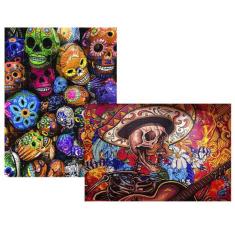 Kit 2 Quebra-cabeças Atividades para Mente Cultura Mexicana 60 peças -