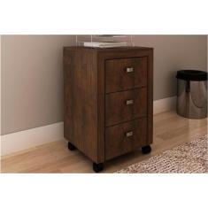 Gaveteiro p/ Escritório ME4108 c/ 3 Gavetas e Rodízios Rústico - Tecno