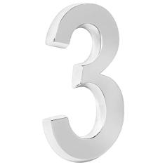 Número 3 Residencial De Casa Cromado - 20cm De Altura