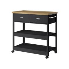 Aparador Carrinho Chá Ditália 2 Gavetas Preto BA-135 Cozy