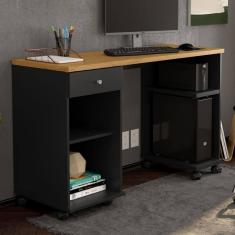 Escrivaninha Com Gaveta Lagoa Preto Acetinado Cinamomo