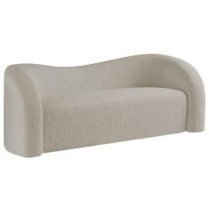 Sofá Curvo 3 Lugares Organico Sala Recepção Coréia 180cm Linho Bege