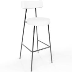 Banqueta Alta Bar Cozinha Sala De Jantar Estrutura Em Aço Milão L02 Facto Branco