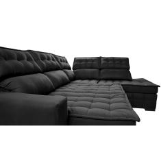 Sofá De Canto Direito 2,65x2,30m Retrátil E Reclinável Com Molas Ensacadas Cama Inbox Nobre Preto