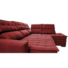 Sofá De Canto Direito 2,65x2,30m Retrátil E Reclinável Com Molas Ensacadas Cama Inbox Nobre Vermelho
