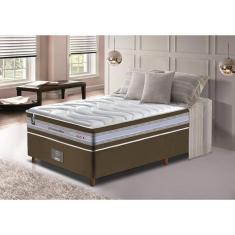 Conjunto Cama Box Solteiro De Molas Ensacadas D33 Cama Inbox Select Firme 88x188x71 Café